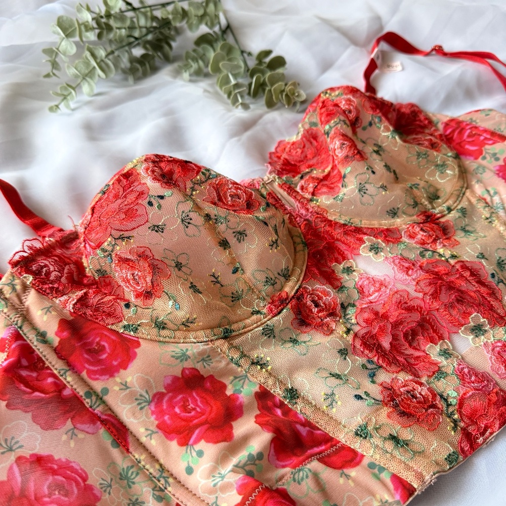 Victoria’s Secret Dream Angels Strapless Corset Top | 36DD | Floral Embroidery | - Picture 6 of 13